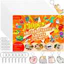 Gushu 140 Pcs Shrink Plastic Sheets Keychain Making Kit, 20 Heat Shrinky Dink Paper (7.9 x 5.7 Inch) with 120 Accessories for DIY Crafts, Creative Handprint Art for Teens & Adults