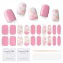 10 Packs Semi Cured Gel Nail Strips|Works with Any UV/LED Lamps|20 Pcs Gel Nail Stickers|Long-Lasting Two Weeks and Easy to Apply & Remove|Rose Language