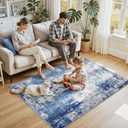 RELEANY Washable Area Rugs 4'x6' Non-Slip Modern Abstract Soft for Living Room Entryway Bedroom Nursery, Print Pattern, Blue Grey Navy Gray