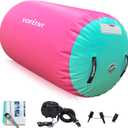 VOFiTNY Inflatable Gymnastics Air mat Tumbling Track with Air Barrel Octagon Mat with Pump for Home/Gym (4'L x 2.5'D, Pink/Mint)