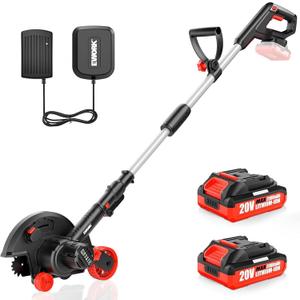 EWORK 20V Cordless Lawn Edger with 2 Batteries & Charger for Lawns Care
