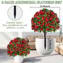 Waipfaru 2 Pack Artificial Flowers Topiary Ball Trees for Outdoors, 24" Fake Bushes Plants, UV Resistant Faux Shrubs with Ground Spike for Front Porch Planters Patio Garden Yard Decor(Red)