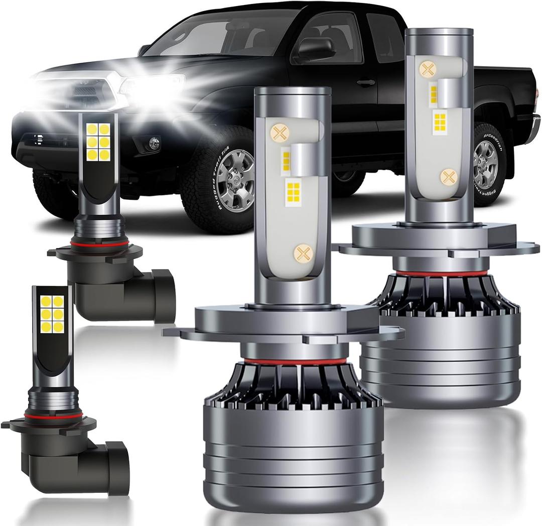 for Toyota Tacoma 2012-2015 Fog Lights Bulbs Combo, 4pcs Super Bright 6000K White Dual Beam and Fog Lights Blubs Package
