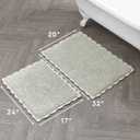 Laura Ashley Heathered Crochet Border 100% Cotton 17"x24" / 20"x32" 2-Piece Skid-Resistant Bath Rug Set, Sage Green