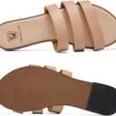 Women's Flat Sandals Dressy Open Toe Round Toe Slide Sandals Comfortable Casual Beach Slip on Slippers for Summer