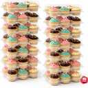 WIKDAY 6 Count Cupcake Containers with Lids, 40 Pack Stackable cupcake holders Clear Plastic Dessert Boxes for 240 Cupcakes, Muffins