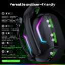 WESEARY Wireless Gaming Headset for PS5, PS4, PC, Laptop, Mac & Switch, Dual Low-Latency 2.4GHz USB/Type-C, Bluetooth Gaming Headphones with ENC Mic for Gamecube, 3D Stereo,Colorful Light, 50H Power (Aurora Black)