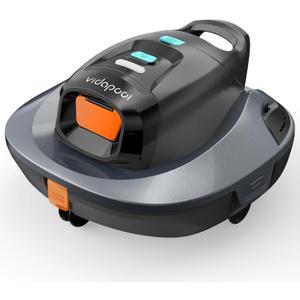 Robotic Pool Vacuum Cleaner,Portable Swimming Pool Vacuum Self-Parking Technology with LED Indicator,Ideal for Above Ground/Flat Pools up to 860 Sq.Ft,Lasts 90 Mins-Grey (Gray)