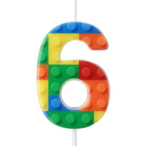 Building Block Number 0-9 Birthday Cake Candle Numeral Birthday Sparkler Candles for Building Block Cake Topper for Party Decorations Supplies(Number 6)