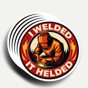 10 x (5Pcs) I Welded It Helded Sticker 3 Inch, Funny Welder Blue Collar Stickers, Waterproof Vinyl Decal for Welding Hood Hard Hat Helmet Tool Box Laptop Water Bottle Gifts Decorations