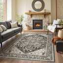 WITSHOCK Living Room Area Rugs 5x8: Washable Rug Boho Soft Non-Slip Low Pile Stain Resistant Foldable Carpet for Bedroom Playroom Dining Room Office Kitchen Farmhouse Home Decor Rug-Bitter Black