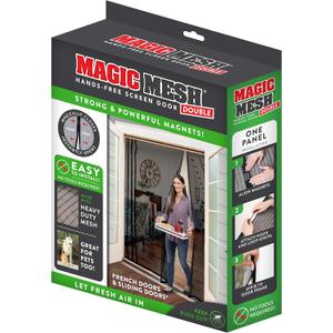 Magic Mesh Double Door | Magnetic Screen Door for Patio, French & Sliding Doors, Heavy Duty Magnetic Closure, Bug Screen for Doorways, Kid & Pet Friendly | Size 75"W x 83"H (Pack of 1)
