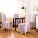 Qubjus Chair Covers for Dining Room Set of 2 Stretch Chair Slipcovers with Skirt Removable Washable Kitchen Chair Protector Cover Set for Home, Party, Wedding(Mauve, 2Pcs)