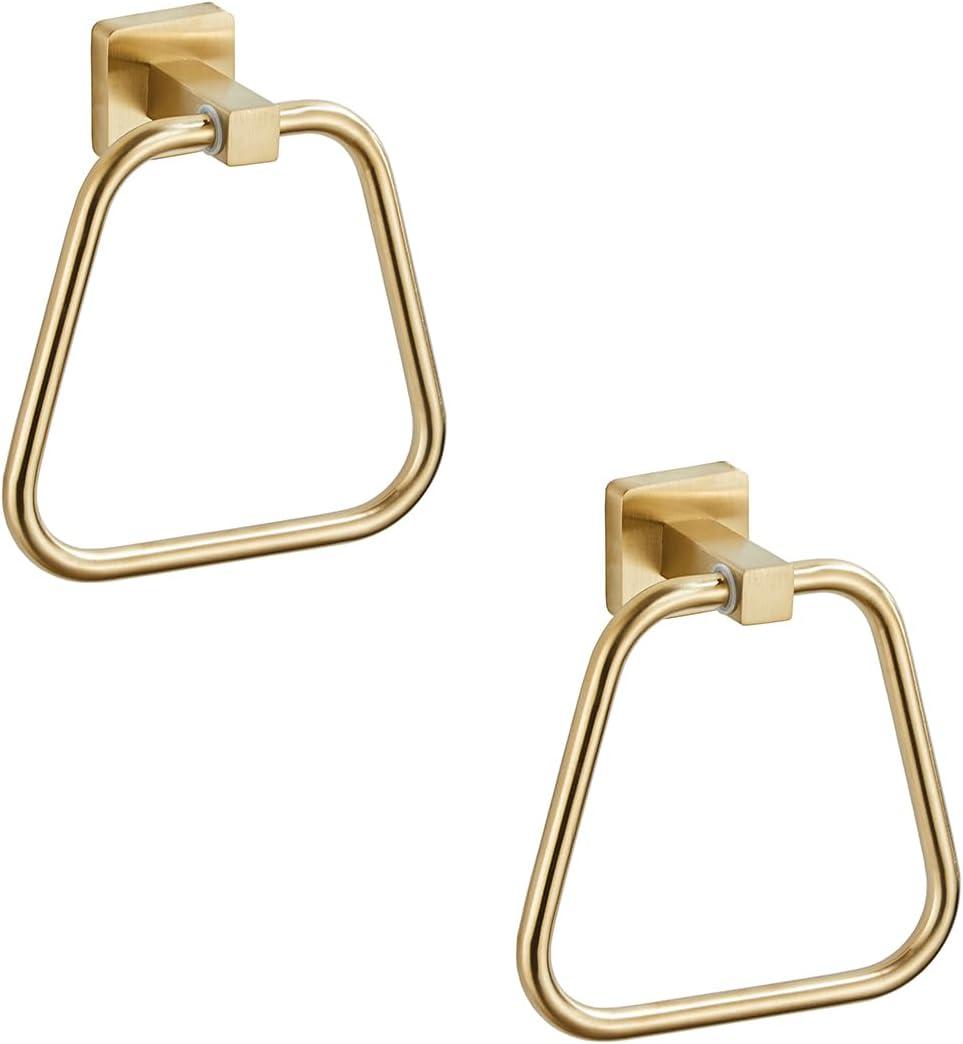 Brushed Gold Towel Ring for Bathroom 2 Pack, Kitchen Bath Towel Holder Hangers Wall Mount Heavy Duty Stainless Steel
