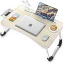 Zapuno Laptop Lap Desk, Foldable Laptop Table Tray with 4 USB Ports Storage Drawer and Cup Holder, Lap Bed Desk Notebook Stand Laptray Portable Standing Table for Bed Couch Floor (Maple)