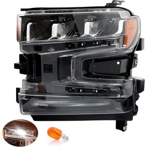 LED Headlights, for 2019-2021 Chevy Silverado 1500 LT WT RST LTZ SSV Custom High Country, Replace 84621850 GM2502497 LED DRL High Low Beam Lamp Turn Signal Front Left Driver Side Head Lights Assembly