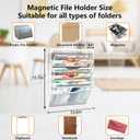 6 Tier Magnetic File Holder with Hook, Magnetic File Organizer Folder Holder, Wall File Organizer, Hanging Magnetic Paper Holder for File Cabinets, Office, Whiteboard, Magnetic Mail Holder