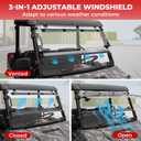 Flip Up Windshield for Polaris Ranger Midsize 570 500 SP 570 Accessories, 1/5" Hard Coated Polycarbonate Adjustable Windscreen Window, Can be full Open/Closed/Vented Window(Not Fit FullSize)