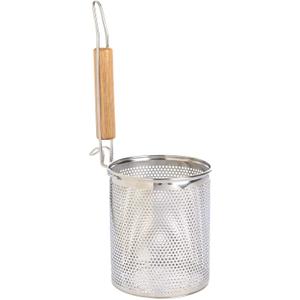 Helen's Asian Kitchen Deep Noodle Spider Strainer, 5.3-Inch Pierced 18/8 Stainless Steel Basket With Wood Handle, For Noodles, Dumplings, Wontons, Deep Frying, And Draining Tasks
