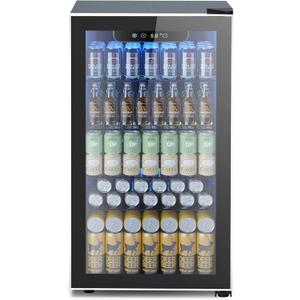 Mini Fridge 130 Can Beverage Refrigerator Cooler, 3.2 Cu.Ft Drink Fridge for Soda Wine Beer, Adjustable Temperature Control for Home Office, Black