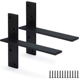 Floating Shelf Bracket 3/8" Thick Heavy Duty Shelf Brackets 2 Pack Free Hanging Countertop Support Bracket 8" Lx2.5 W Floating Wall Brackets for Cabinets, Granite, Dishwasher, Bench Seats Vanities