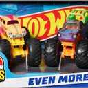 Hot Wheels Toy Monster Trucks Set of 4, 4-Pack of 1:64 Scale Alarm Squad Vehicles, Giant Wheels, Favorite Characters