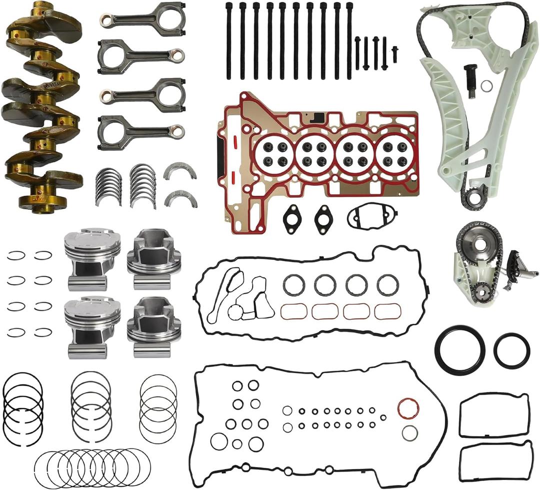 Engine Rebuild Overhaul Kit with Crankshaft,Timing Chain Kit, Connecting Rods & Pistons Kit with Bearing Set Fit for BMW N20 N26 125i 320i 328i 428i 528i X1 X3 Z4 F30 F10 F25 E89 2.0T 2.0L 2009-2018