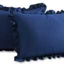 Lush Dcor Lush Decor Allison Ruffle Skirt Bedspread Navy Shabby Chic Farmhouse Style Lightweight 3 Piece Set Full,