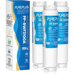 PUREPLUS 9000194412 Refrigerator Water Filter Replacement for Bosch Ultra Clarity BORPLFTR10,REPLFLTR10,644845,9000 077104, B26FT70SNS, B22CS30SNS, B22CS80SNS,B22CS50SNS, Haier 0060820860, 0060218744, 3PACK