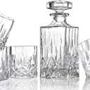 ELIDOMC 5PC Italian Crafted Crystal Whiskey Decanter & Whiskey Glasses Set, Crystal Decanter Set With 4 Whiskey Glasses, Whiskey Decanter Sets for Men.