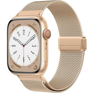 Zedoli Magnetic Metal Band Milanese Loop Compatible with Apple Watch Bands 40mm 41mm 38mm 42mm 44mm 45mm 46mm 49mm Women Men,Stainless Steel Strap for iWatch Band Series SE 11 10 9 8 7 6 5 4 3 2 Ultra