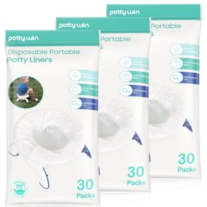 Potty Win [90 Counts] Disposable Potty Liners Compatible with OXO Tot 2-in-1 Go Potty, Potty Refill Bags for Toddler Travel, Universal Potty Bags Fit Most Potty Chairs