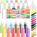 Shappy 12 Pack Sand Art Kits Include 12 Pcs 1.7 oz Plastic Sand Art Bottles, 12 Colored Arts Sands, 5 Mini Funnels for Wedding Birthday Party Decoration Arts Crafts Supplies (Plastic Cap)