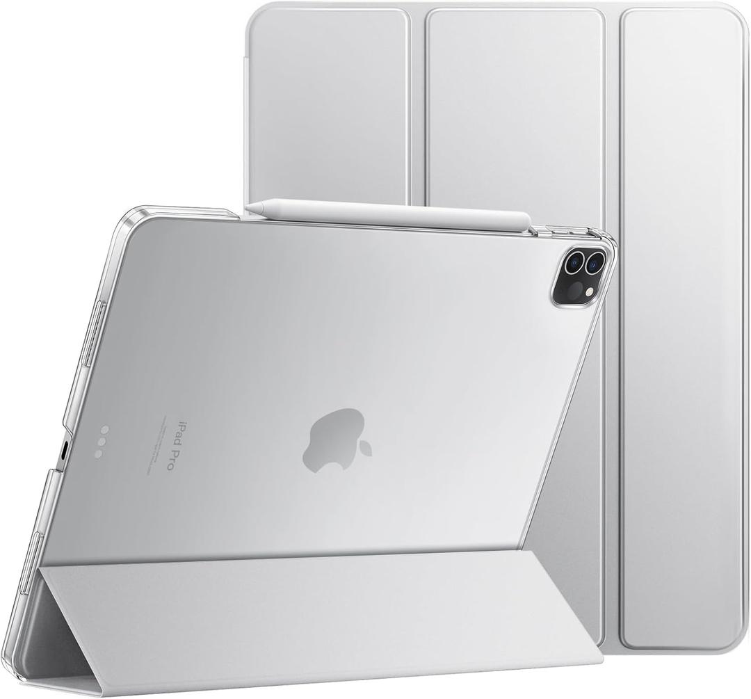 JETech Case for iPad Pro 12.9-Inch (6th/5th Generation, 2022/2021 Model), Slim Stand Hard Back Shell Smart Cover with Auto Wake/Sleep (Silver)