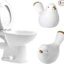 2Packs Birds Toilet Bolt Covers Decorative Ceramic Toilet Bolt Caps Cute Toilets Screw Cover Caps for Bottom of Toilets Easy Installation Bathroom Replacement Parts for Bathroom Decor (White)