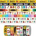 6 Pcs 3 Yards Welcome Back to School Ribbon for Crafting Sewing, 3/8" Width Colorful Grosgrain Ribbons for Gift Wrapping, Preschool Pencil Apples Ribbons for Hair Bow Accessory