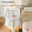 All Mesh Rocking Bassinet, Electric Bassinet for Baby (Beige), Crib
