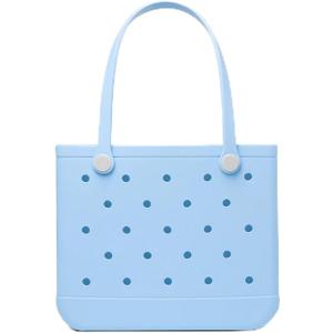 Large Tote Beach Bag, Waterproof & Sandproof & Washable, Shoulder Shopping Handbag Casual Tote for Pool, Groceries, Work (Sky Blue)