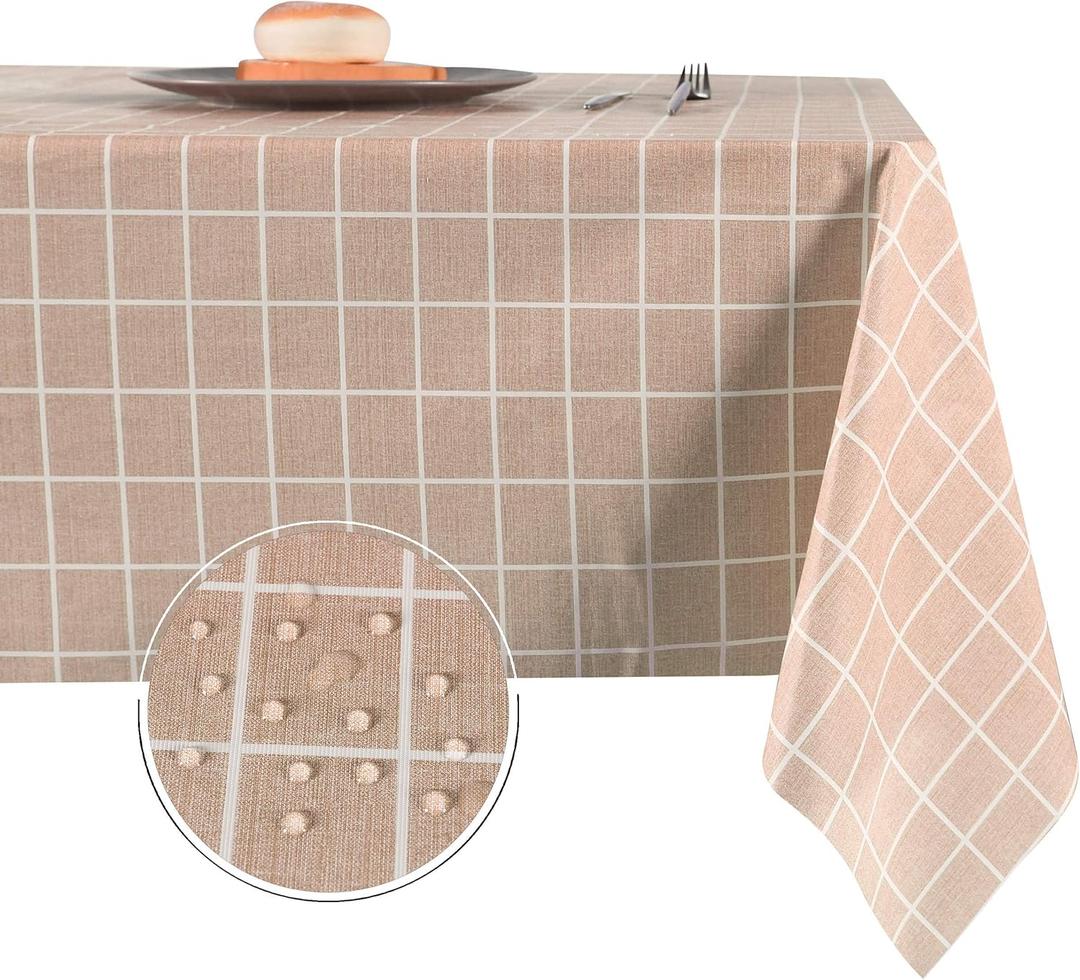Obstal 100% Waterproof PVC Table Cloth, Oil-Proof Spill-Proof Vinyl Rectangle Tablecloth, Wipeable Table Cover for Outdoor and Indoor Use,Sand,54 x 54 Inch