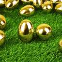 LEASEN 24 Pack Gold Easter Eggs, 2.3 Inch Metallic Plastic Empty Eggs, Surprise Golden Eggs Fillable for Easter Treats Fillers, Easter Eggs Hunt, Easter Party Favor, Basket Stuffers Fillers