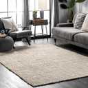 nuLOOM Ashli Solid Farmhouse Jute Area Rug, 5' x 8', Off-white, Rectangular, 0.5" Thick