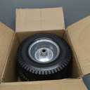 13x5.00-6 Flat Free Tire and Wheel Assemblies (2 Pack),13 x 5 x 6 Solid Rubbe Tires and Wheel for Riding Lawn Mower - With 3/4" Bushings (Extra 5/8" Bushings) and 3" Centered Hub (Gray)