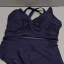 Herseas Women's Textured Bikini Sets Twist Front Top Swimsuits High Waisted Bathing Suits (Large, Navy Blue)