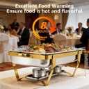 Chafing Dishes for Buffet 4 Pack 8QT Gold Buffet Warmers Sets
Stainless Steel Mirror-Like Polished Finish Food Warmers for Parties Events Weddings, Indoors and Outdoors