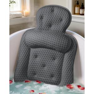 Bath Pillows for Tub, Skin Friendly Bathtub Cushion for Head and Neck with Soft 5D Mesh Fabric and 54 Non-Slip Suction Cups, Relaxing Tub and Shower Accessories Spa Gift (Dark Gray, Standard)