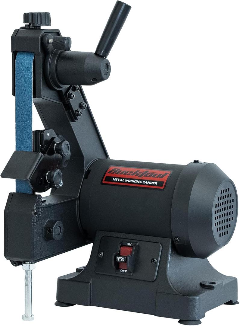BUCKTOOL 1x30" Low Speed Belt Sander for Knife Sharpening,2.3A,1790RPM | Bench Sander with 10 to 45° Sharpening Guide, Quick Belt Change, Tracking Knob, Safety Key for Knife Making, Metalworking