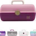 Caboodles On-The-Go Girl Makeup Box, Two-Tone Pink on Violet, Hard Plastic Makeup Organizer Box, Built-In Mirror, Secure Latch for Safe Travel, Spacious Storage for Large Items