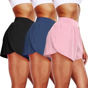 CADMUS 2 in 1 Women's Workout Shorts Athletic Gym Running Shorts with Compression Liner Brief,3 Pack, Black & Navy Blue & Pink, X-Large