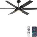 Ohniyou Ceiling Fans with Lights, 56'' Black Ceiling Fan Remote/APP Control, Dimmable, Quiet DC Motor Indoor/Outdoor Ceiling Fan for Living Room, Patios