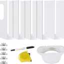 Dotooky Portable AC Window Vent Kit, 6 Pcs Adjustable Range 17-93 inch Sliding Window Kit Reinforced PVC Plate for AC Unit, Air Conditioner Window Seal for 5.9 & 5.1 Inch Diameter Exhaust Hose, White